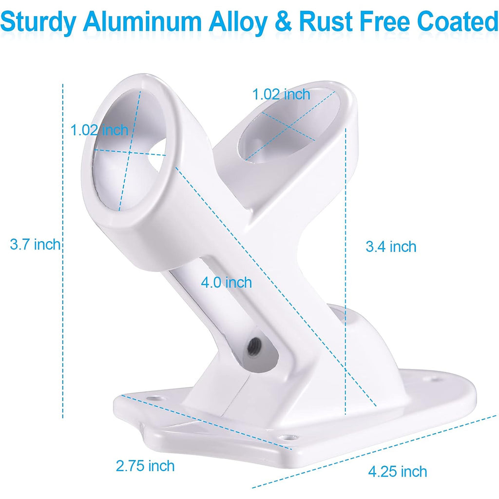 Flag Pole Holder Brackets, Bonwin 1" Flag Pole Mounting Bracket With Hardwares For House Wall Mount, 1" Inner Diameter, Two Positions & Aluminium Alloy, Rust Free Coated (White - 1 Pack)