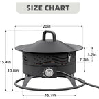 Portable Propane Fire Pit, 20 Inch Smokeless Gas Fire Pit Bowl For Outside, 60,000 Btu Outdoor Firepit With Grill Grate & Lid For Camping, Patio, Yard, Garden