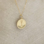 14K Solid Gold Trident Necklace – Ocean Inspired Pendant for Women & Men – Mythology Symbol Medallion Charm – Minimalist Sea Power Jewelry – Nautical Coin Necklace Gift