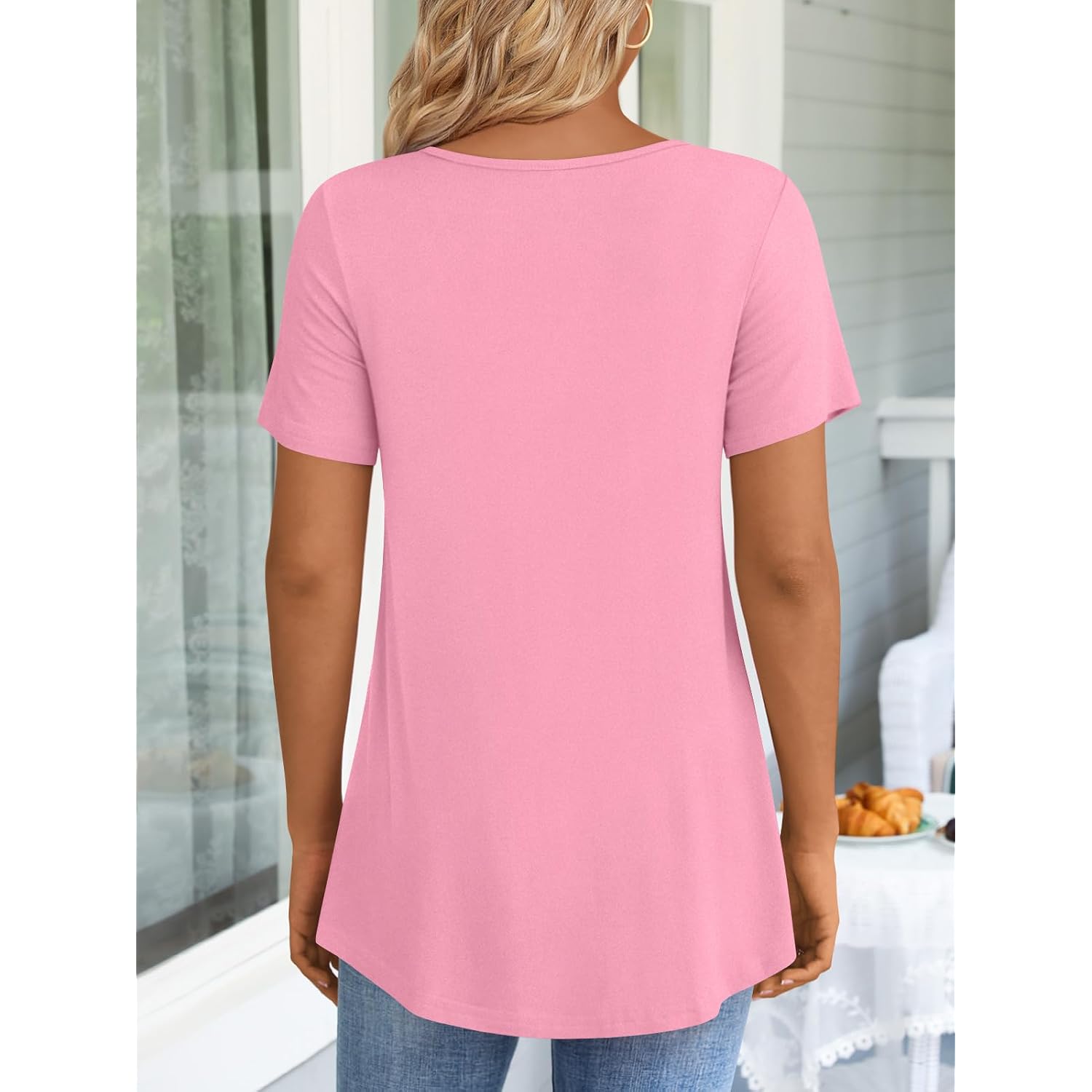 Womens Tunic Tops 2026 Short Sleeve Shirts Summer Casual Tee Comfy Blouses S-4Xl