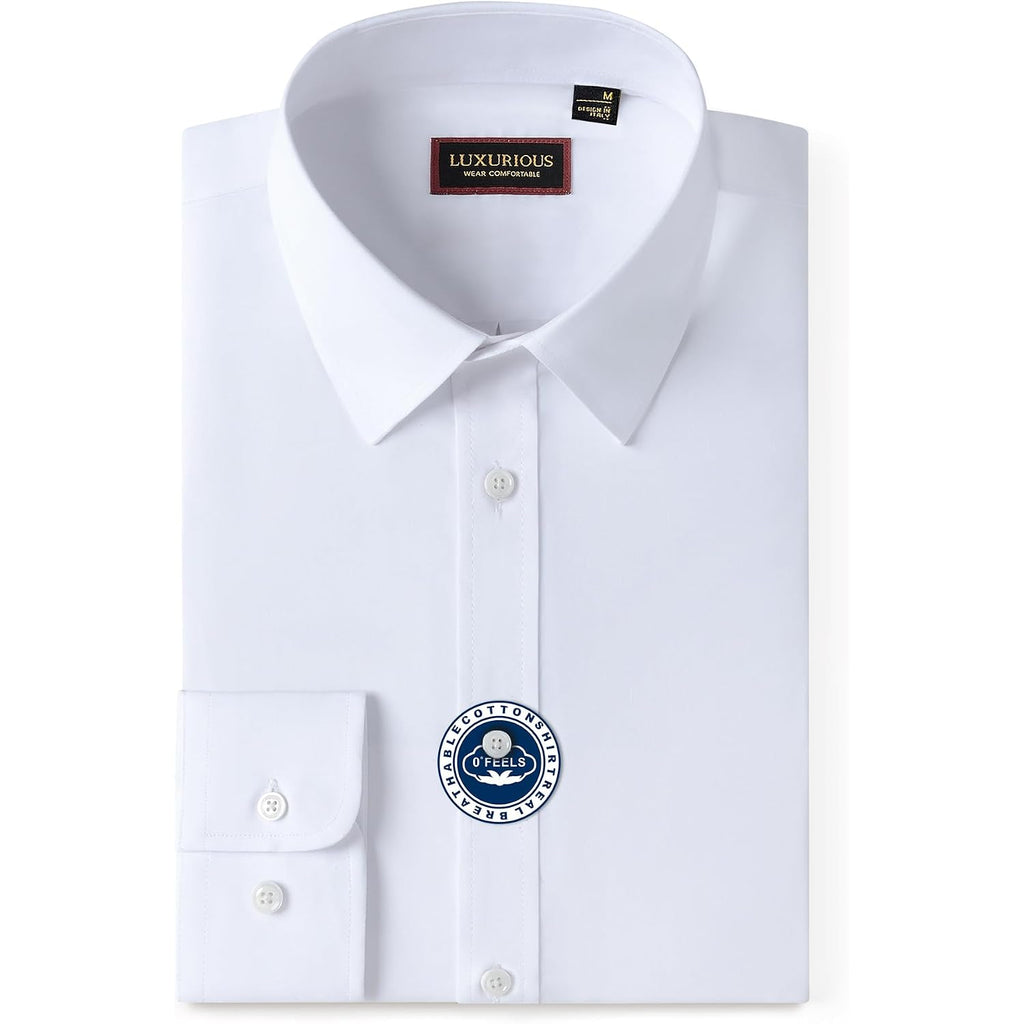 Cotton Mens Dress Shirts Long Sleeve Wrinkle Free Business Casual Button Down Shirts Formal Shirts Big And Tall