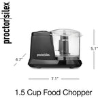 Proctor Silex Durable Electric Vegetable Chopper & Mini Food Processor for Chopping, Puree & Emulsify, 1.5 Cup, Black