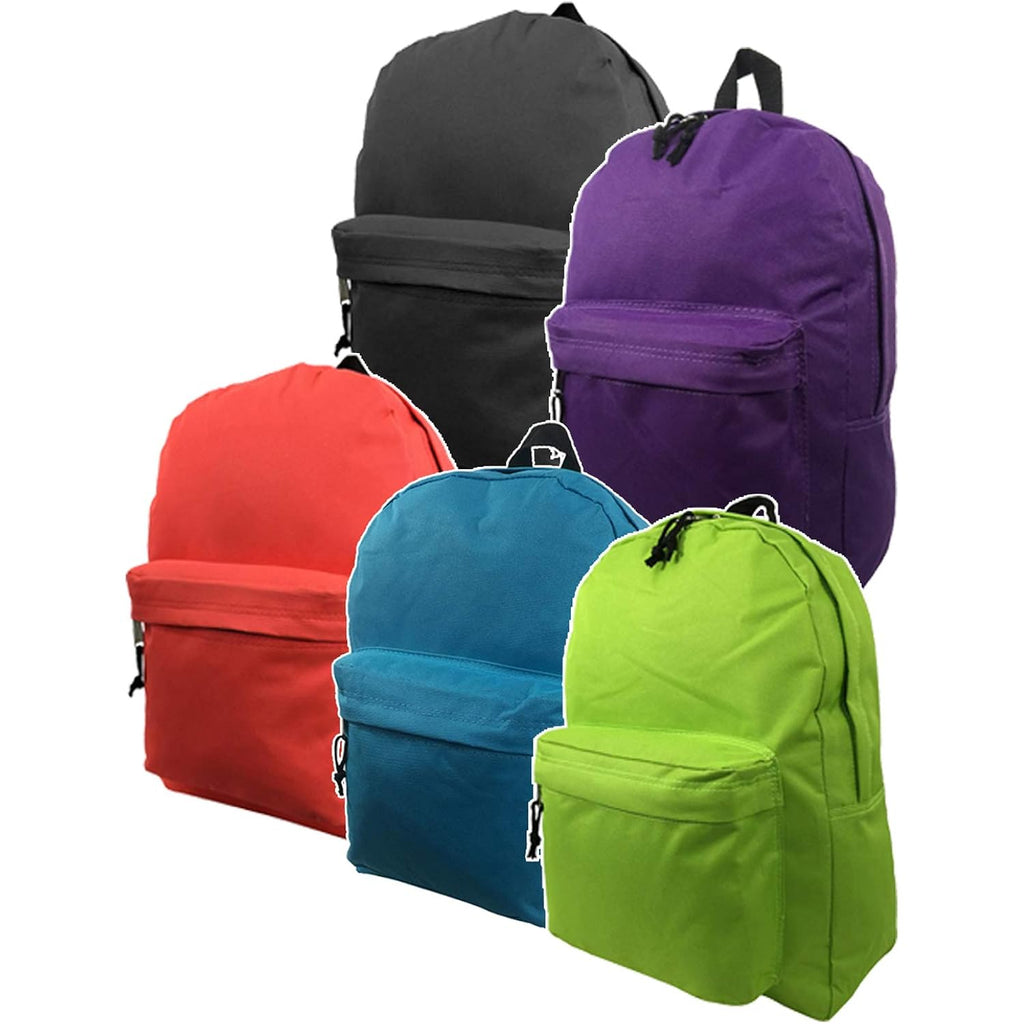 Wholesale Case Lot Classic Backpack 16 Inch Basic Bookbag School Book Bags