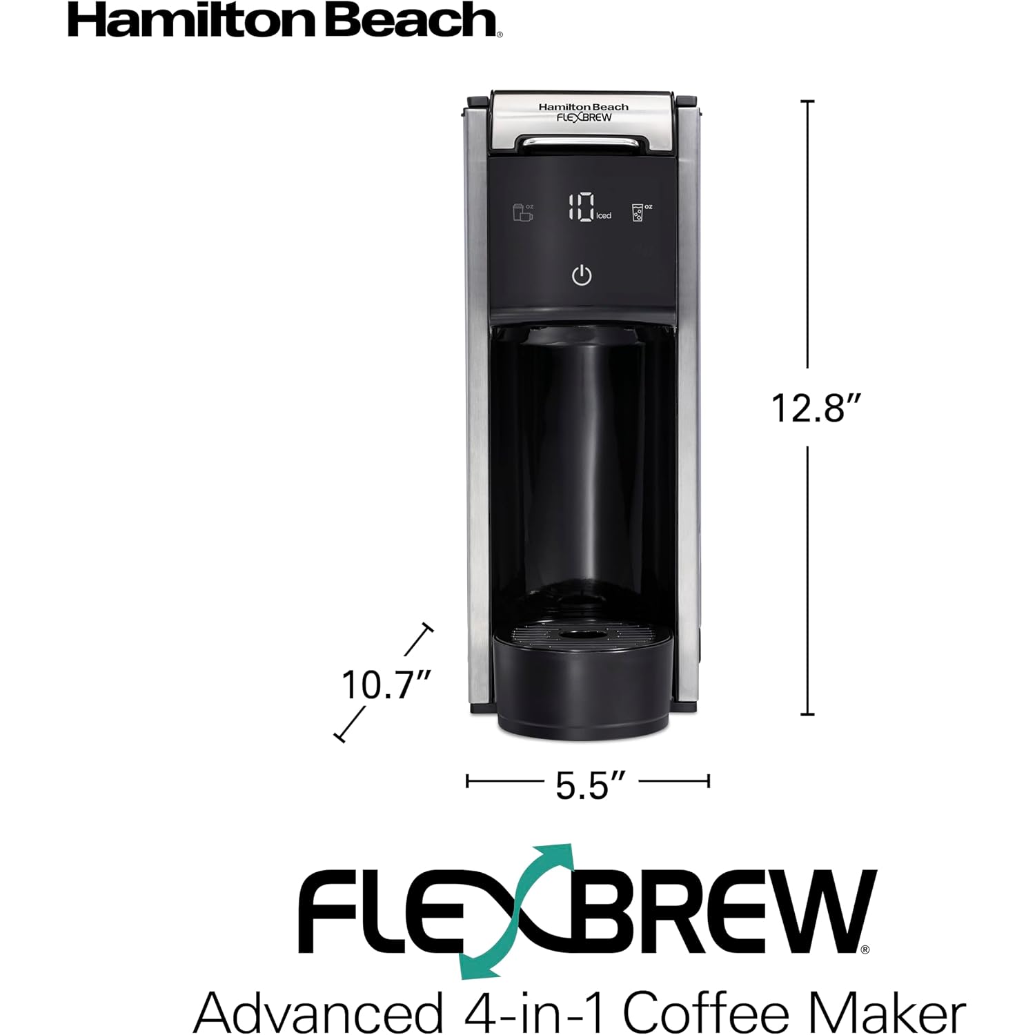Hamilton Beach Flexbrew Advanced 4-In-1 Single Serve Coffee Maker | Hot & Iced Coffee Maker | Removable 45 Oz. Reservoir | Uses Pod Packs & Grounds | Fast Brewing | Black