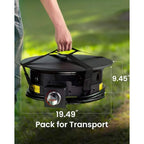 Large Propane Fire Pit 19 Inch, Gas Fire Pit With Grill Grate, Folding Legs, Hose Hooks, Propane Tank Holder, Cover & Carry Strap, Portable Outdoor Fire Pit For Camping, 58,000 Btu