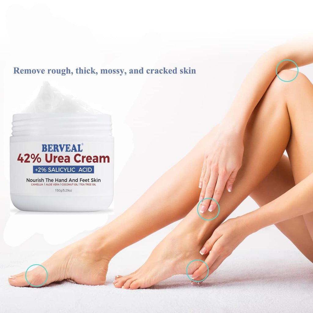 Urea Cream with 2% Salicylic Acid Foot Cream for Dry Cracked Heels, Heel Care Cream 5.29 Oz (Pack of 1)
