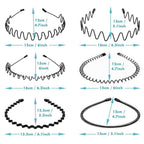 Metal Headbands For Men Fashion Headband For Women, Unisex Wavy Hair Bands Outdoor Sports Head Bands Simple Elastic Non-Slip Hair Accessories (6 Pack)