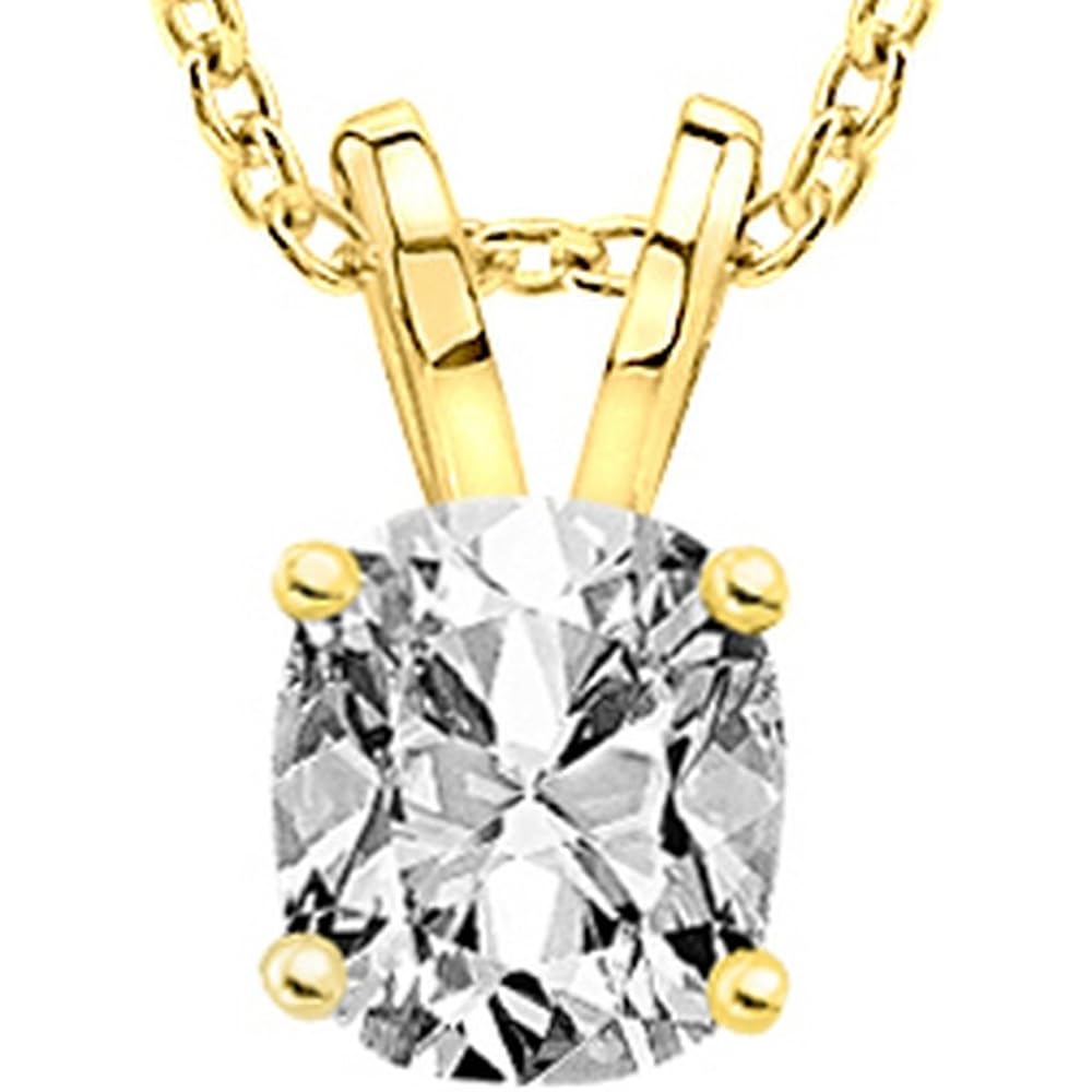 Houston Diamond District 0.5 to 8 Carat 4 Prong Set Lab Grown Diamond Solitaire Stud Pendant Necklace Jewelry for Women (E-F, VS1-VS2)