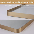 LOAAO 22”X30” Gold Bathroom Mirror, Rounded Rectangle Gold Frame Mirror, Brushed Gold Bathroom Vanity Mirror Wall-Mounted, Anti-Rust, Hangs Horizontally or Vertically