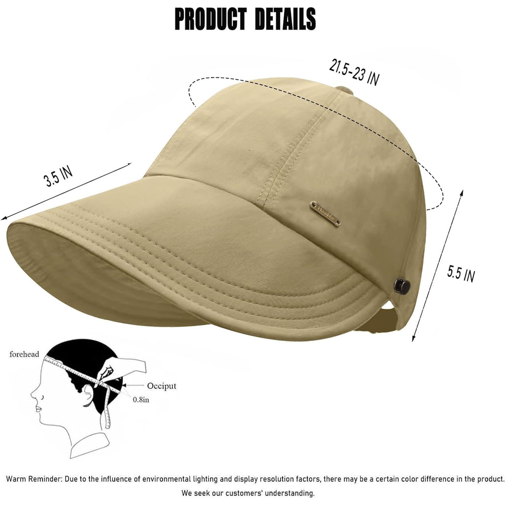 Huablo]Upf 50+Womens Sun Hat Uv Protection Hiking Fishing Hats Wide Brim Hat Adjustable Ponytail Packable Sun Cap