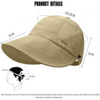 Huablo]Upf 50+Womens Sun Hat Uv Protection Hiking Fishing Hats Wide Brim Hat Adjustable Ponytail Packable Sun Cap
