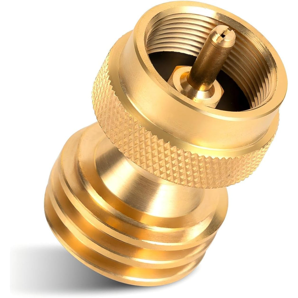 1Lb Propane Tank Adapter, Propane Adapter 20Lb To 1Lb Converter, Universal Qcc-1 & P.O.L. Connections, Solid Brass, Bbq Grills, Camping Stoves, Leak-Proof Outdoor Propane Accessory