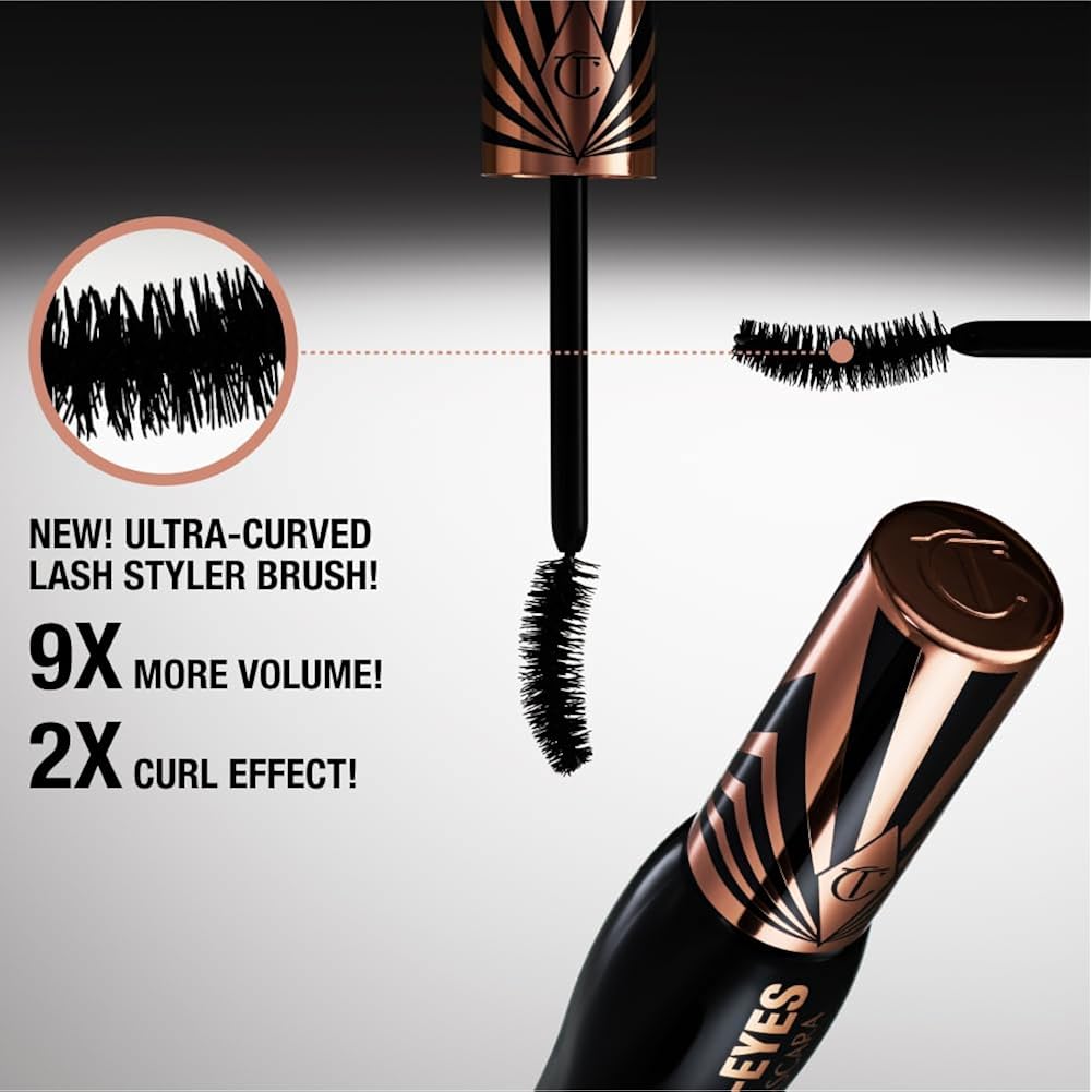 Charlotte Tilbury Exagger-Eyes Instant Volume Mascara Makeup – Volumizing, Lengthening, No‑Clump Mascara with 28‑Hour Smudge‑Proof & Flake‑Proof Wear – All Day Wear Formula