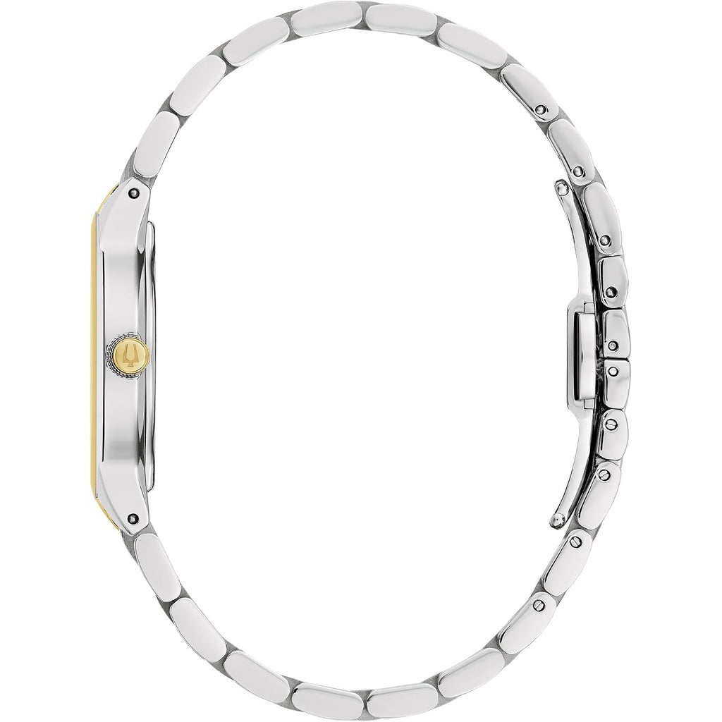 Bulova Ladies' Modern Two-Tone Stainless Steel 3-Hand Quartz Watch, Diamond Accent Gold Dial Style: 98P224