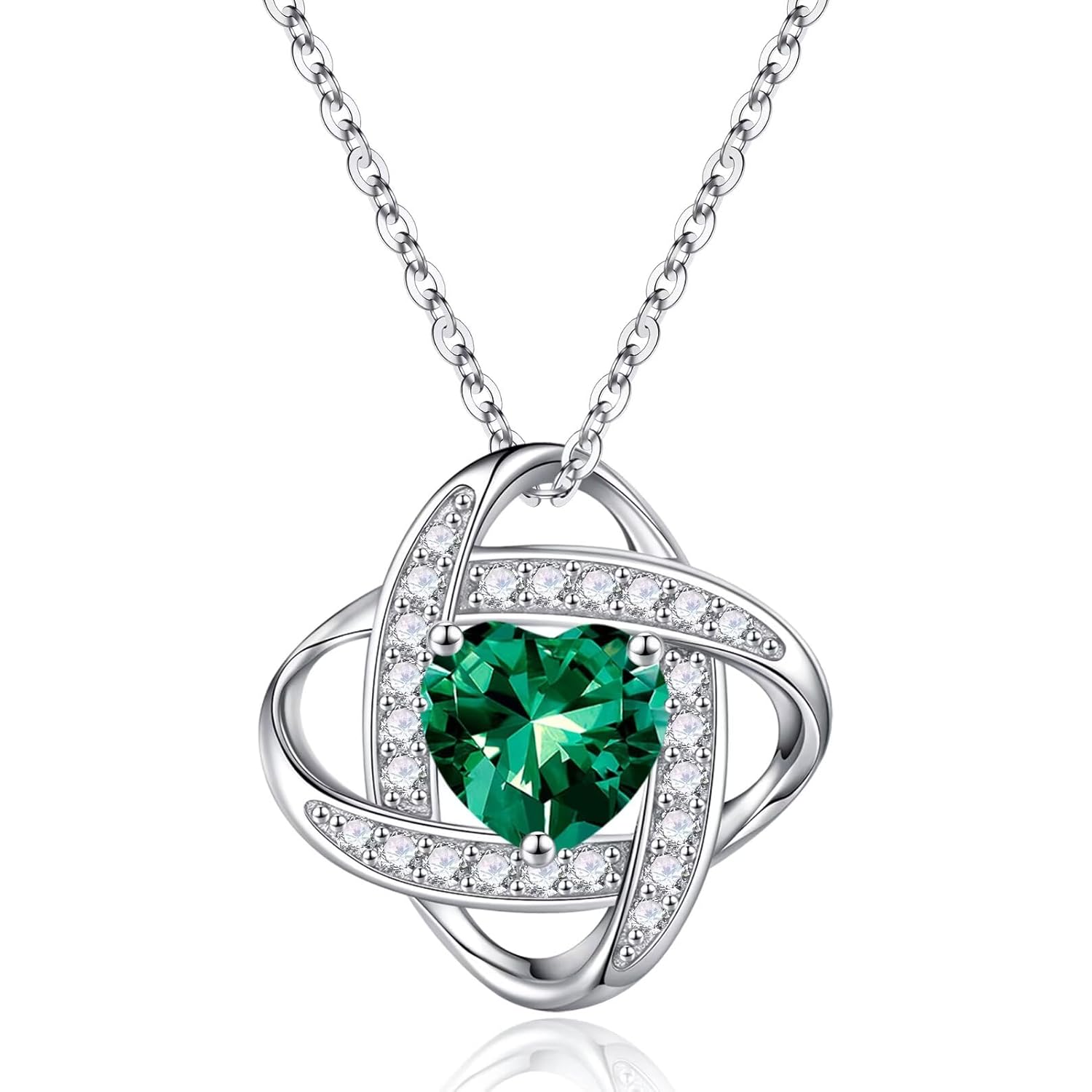 Iefil Mothers Day Gifts for Wife Mom - 925 Sterling Silver Love Knot Birthstone Necklace, Anniversary Birthday Gifts for Women, Jewelry Gift for Wife Mom Girlfriend Daughter