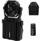 Portable Misting Fan 20000Mah Rechargeable Battery, 6L Bucket Outdoor Mist Fans Patios Cooling, Camping Fan With Led Light Modes & Stepless Speed Control, 4 Spray Mister, Timer Function(Black)