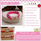 COLOYAN 18PCS Teacher Appreciation Gifts for Women Men, Teacher Gifts Wooden Beaded Bracelet elastic Clay Bracelet, Birthday Christmas Thanksgiving Thank You Gifts for Teachers