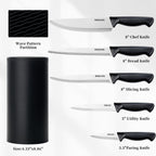 Knife Set, 6-Piece Kitchen Knife Set, German High Carbon Stainless Steel, Durable & Easy Clean Knife Block, Black