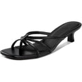Athlefit Kitten Heels For Women Square Toe Strappy Flip Flop Low Heels Slip On Thong Heeled Sandals For Office,Party,Wedding