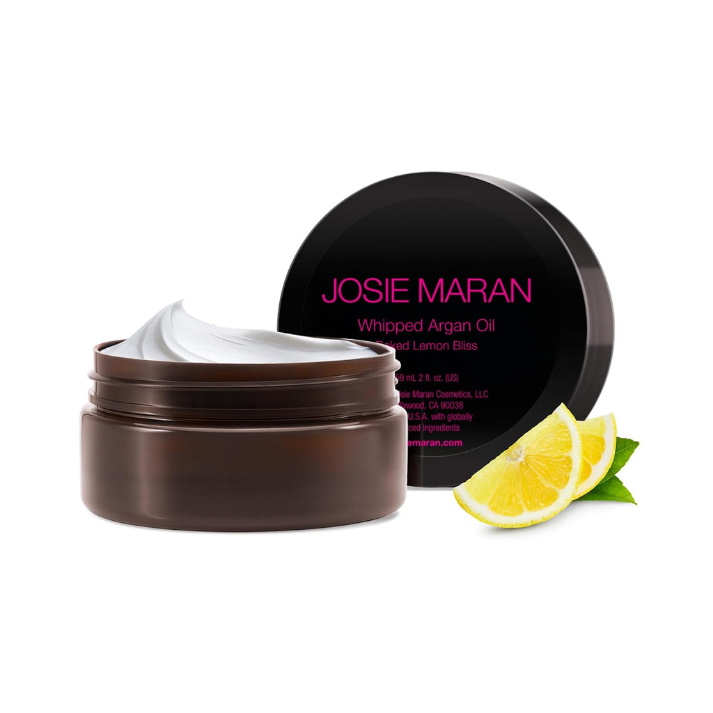 Josie Maran Whipped Body Butter - Skin Firming Body Cream With Argan Oil, Whipped Shea Butter, Avocado Oil & Essential Fatty Acids - Radiance-Boosting Skincare - Baked Lemon Bliss (2 Fl Oz)