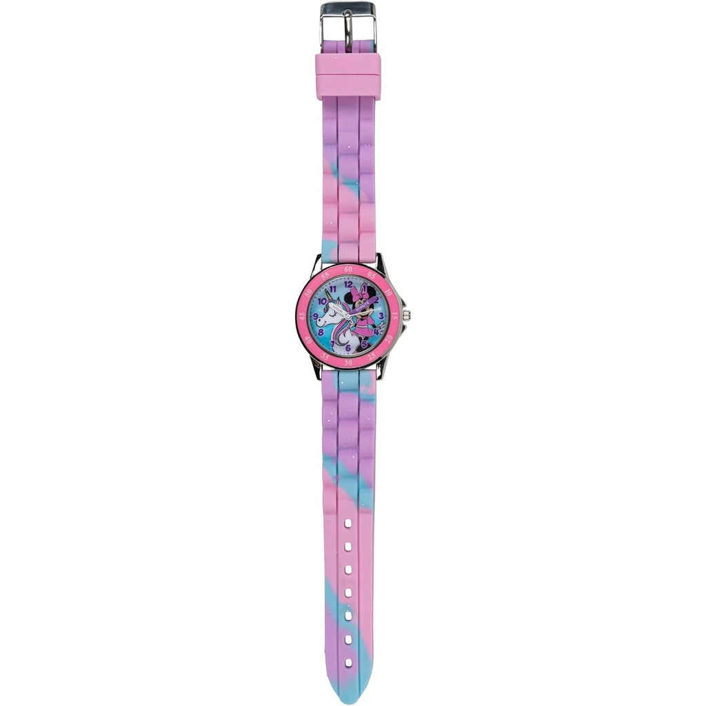 Minnie Mouse Time Teacher Watch For Girls - Analog Time Learning With Easy-To-Read Numbers And Comfortable Silicone Band