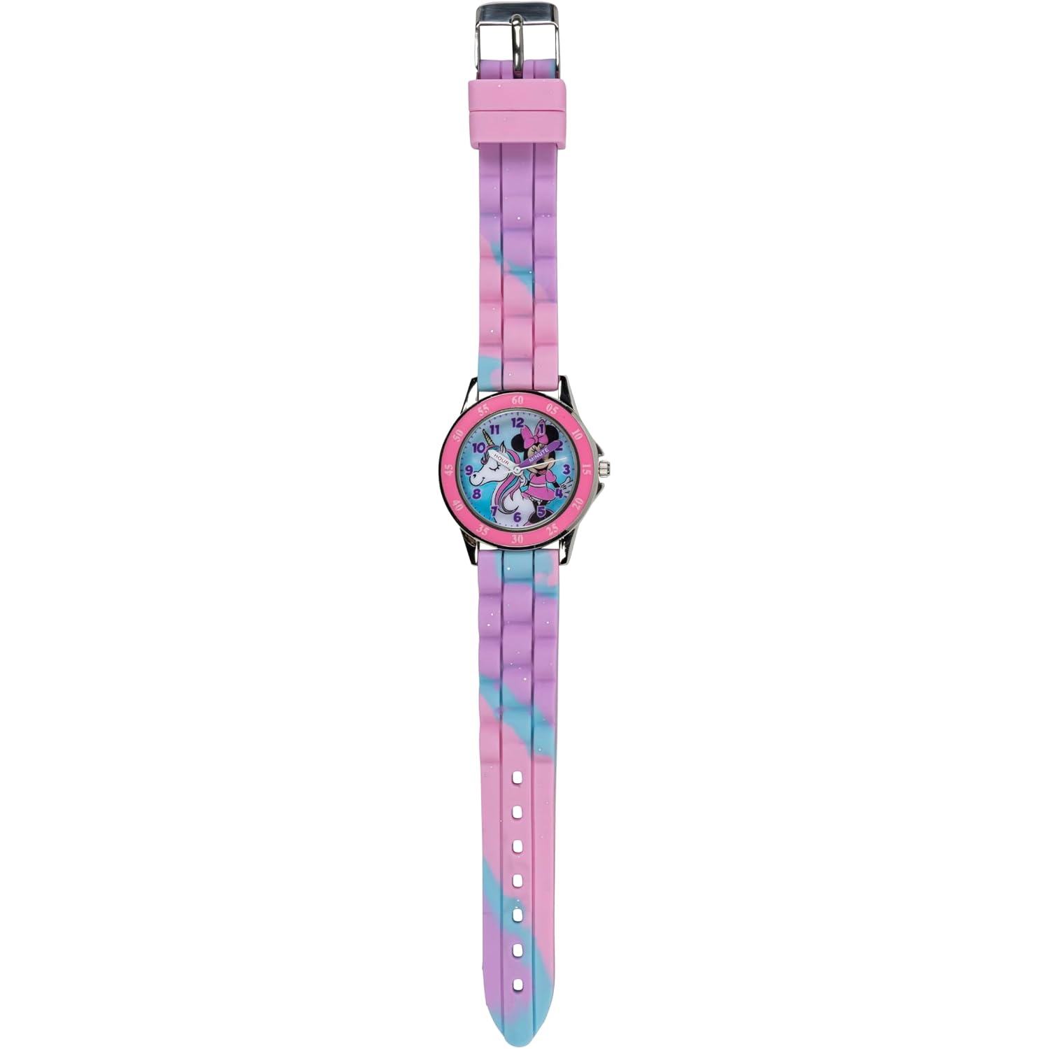 Minnie Mouse Time Teacher Watch For Girls - Analog Time Learning With Easy-To-Read Numbers And Comfortable Silicone Band
