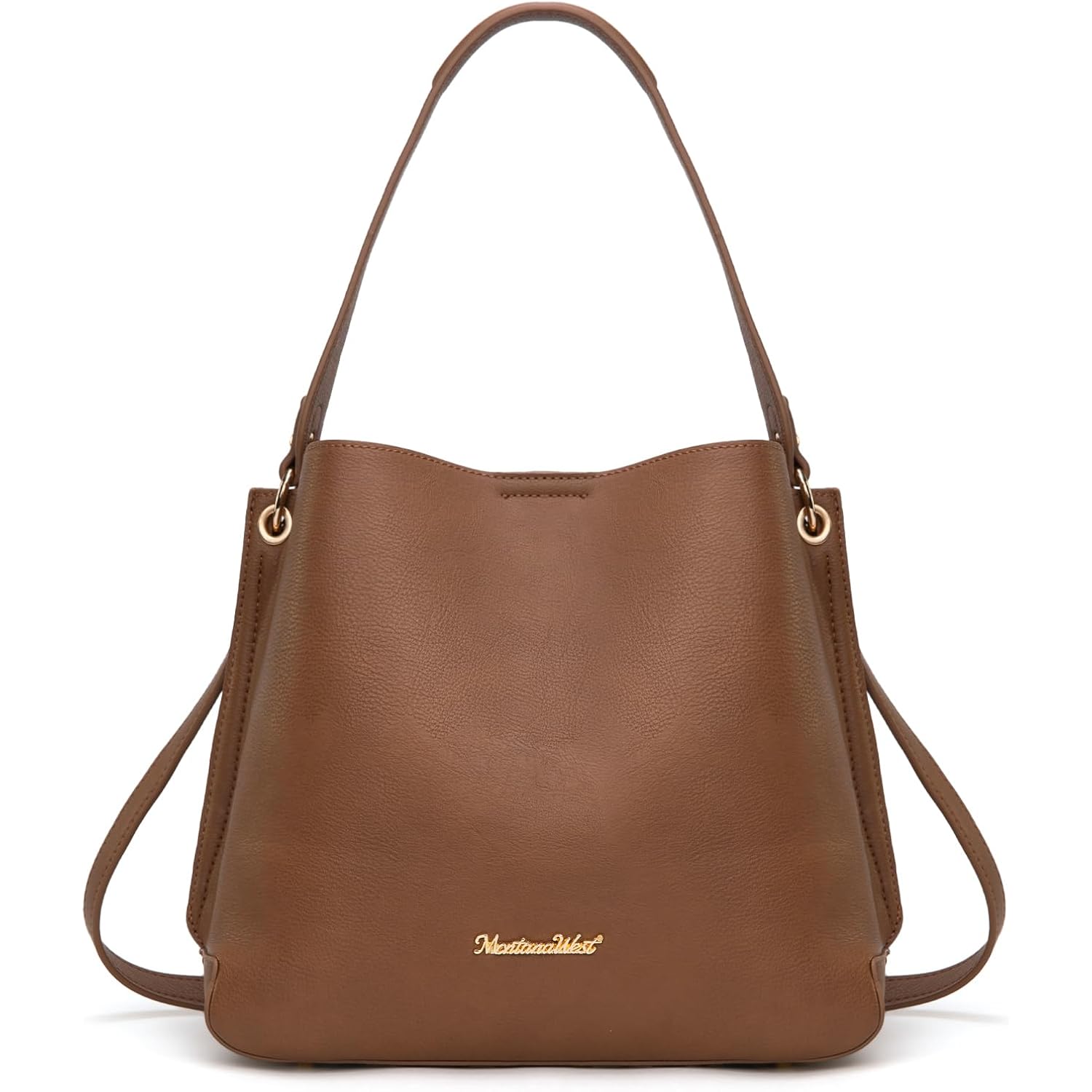 Montana West Medium Hobo Purse For Women 3 Compartment Bucket Shoulder Bag With Crossbody Strap