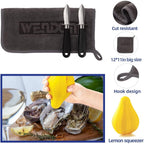 Oyster Knife Shucker Set Oyster Shucking Knife and Gloves Cut Resistant Level 5 Protection Seafood Opener Kit Tools Gift(2knifes+2Glove+1Cloth)