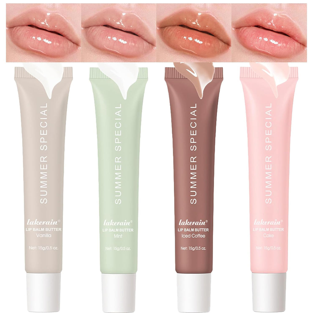 4 Pcs Lip Glossy Butter Nourishing Balm,Lightweight,Non-Sticky,Long-Lasting Lip Care Set