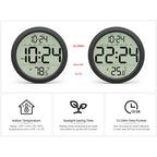Digital Wall Clock Battery-Operated, 8 Inch Small Decorative Modern Wall Clock With Date, Temperature, Auto-Dst, Silent Electric Wall Clock For Bedroom, Living Room, Kitchen, Office, Farmhouse -Black