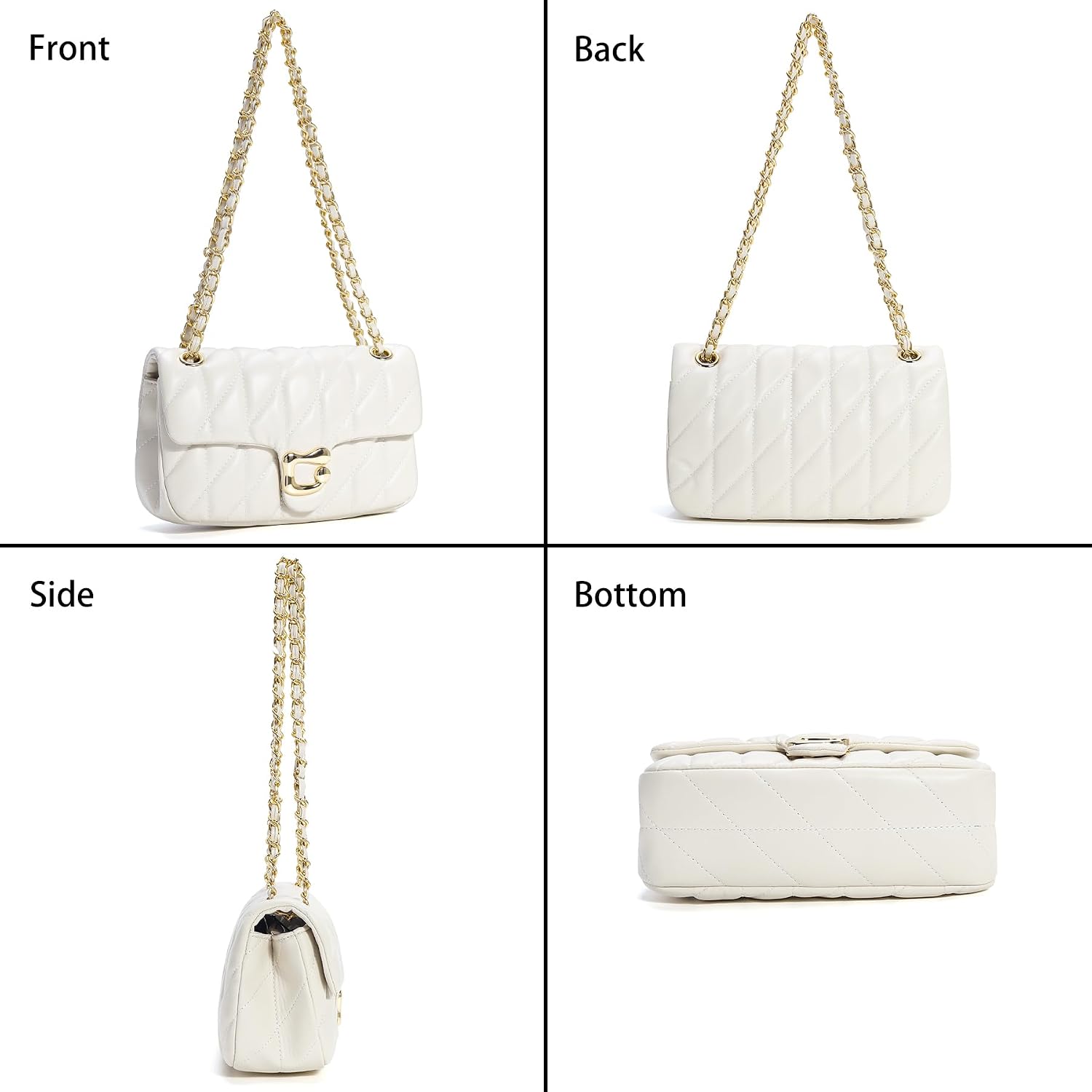 Quilted Crossbody Purse For Women Trendy - Ladies Shoulder Bag Leather Satchel Handbag Designer Evening Clutch