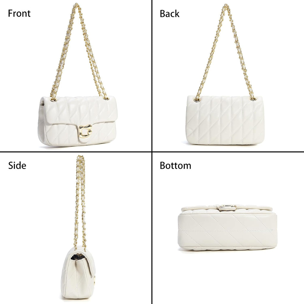 Quilted Crossbody Purse For Women Trendy - Ladies Shoulder Bag Leather Satchel Handbag Designer Evening Clutch