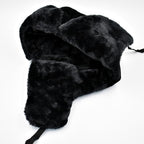 Winter Trapper Hat for Women Men, Faux Fur Windproof Hat with Ear Flaps Warm Russian Ushanka Hunting Cap for Cold Weather Black