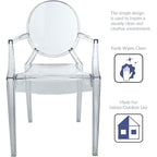 Modway Casper Modern Acrylic Stacking Kitchen And Dining Room Arm Chair In Clear - Fully Assembled
