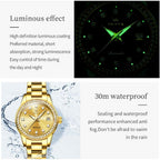 Olevs Womens Diamond Watches Automatic Mechanical Gold Luxury Dress Ladies Self Winding Original Stainless Steel Wrist Watch