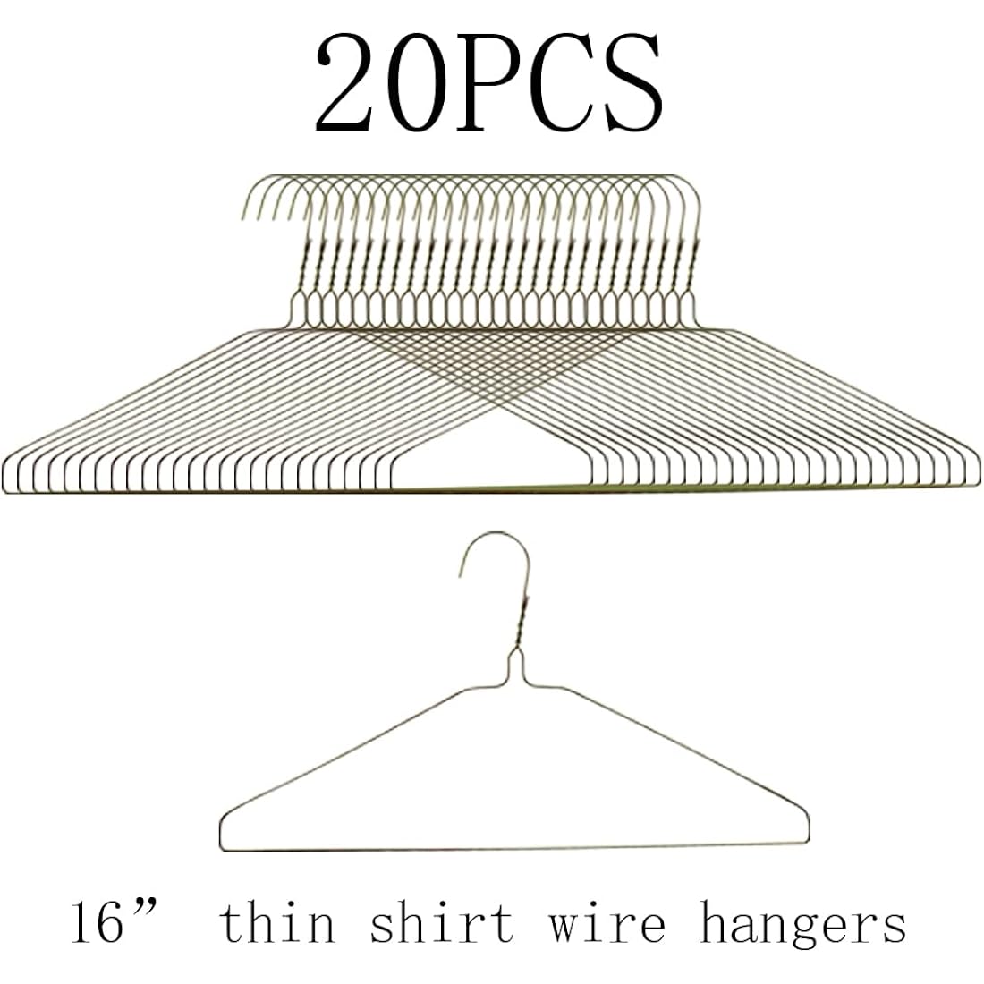 Otylzto 20Pcs Silver Wire Hangers For Clothes, Shirt, Wire Coat