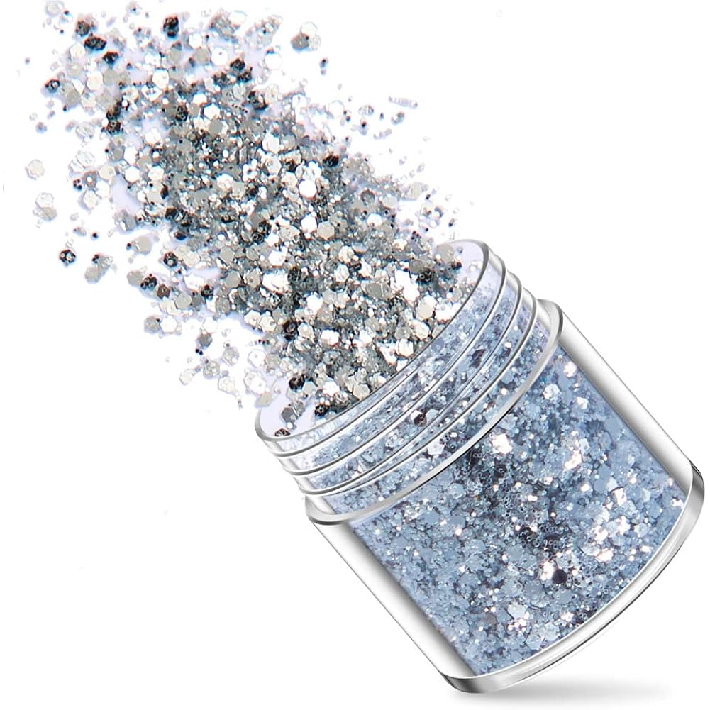 Holographic Nail Art Glitters Gold Silver Nail Sequins 3D Laser Acrylic Nails Powder Dust Flakes Nail Art Supplies for Nails Art Decoration Nail Sparkle Manicure Accessories Glitters Crafts 5 Boxes