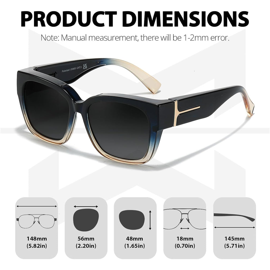 Myiaur Fit Over Sunglasses for Women, Trendy Designer Style Oversized Polarized Sunglasses for Driving with UV400 Protection