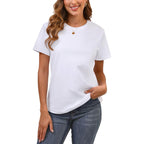 BJY Cotton Basic T Shirts for Women,Crew Neck Short Sleeve Summer Shirts(2XS-3XL)