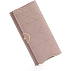 RNIEGA Leather Wallet for Women Trifold Womens' RFID Blocking Wallet Card Holder Purse Clutch with Zipper Coin Pocket,Soybean Sand