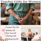COLOYAN 18PCS Teacher Appreciation Gifts for Women Men, Teacher Gifts Wooden Beaded Bracelet elastic Clay Bracelet, Birthday Christmas Thanksgiving Thank You Gifts for Teachers