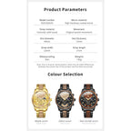 Olevs Men Analog Quartz Waterproof Watches Multifunction Chronograph Diamond Moon Phase Luminous Silicone Band Wrist Watches