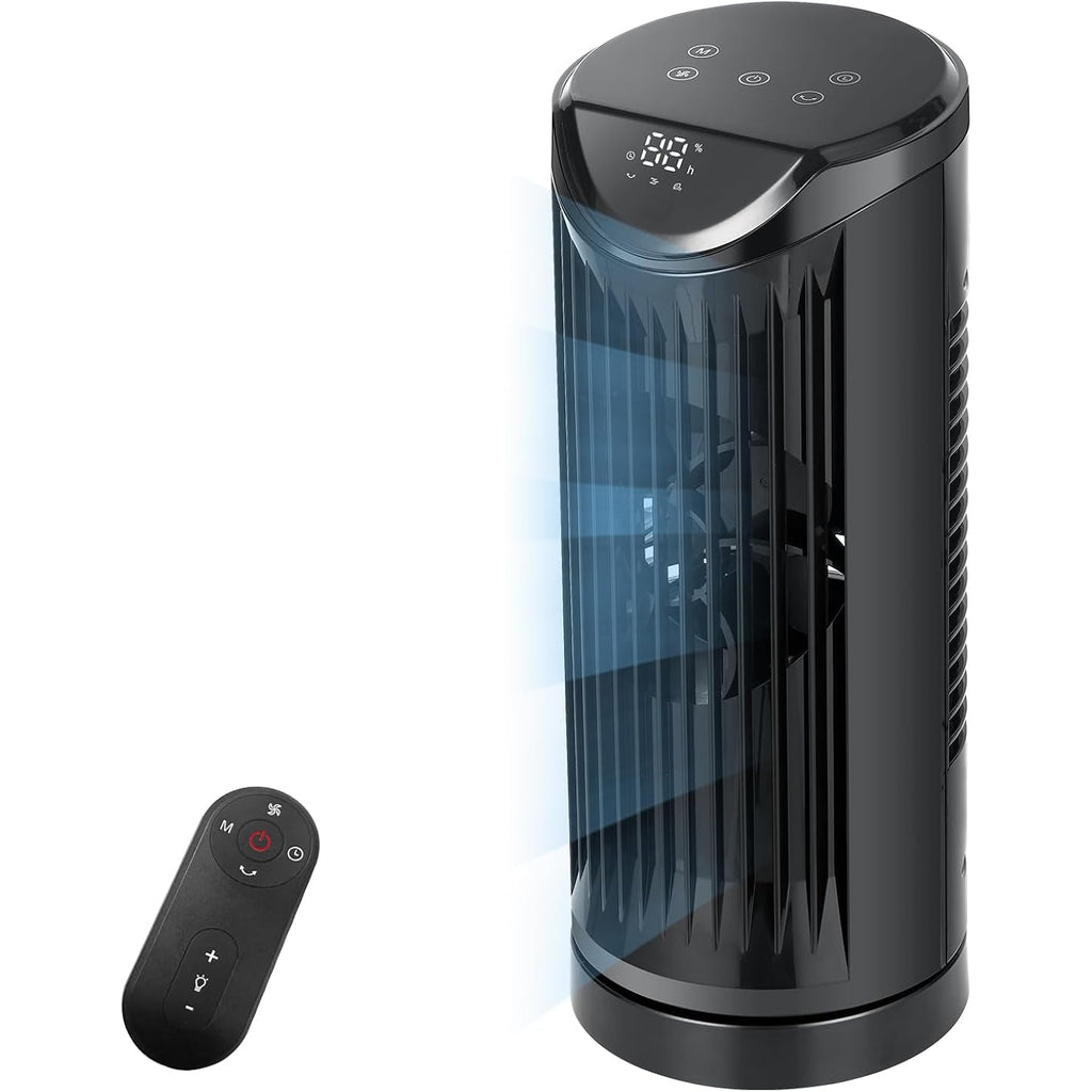 Personal Tower Fan For Bedroom With Remote, Portable Desk Table Fan，4 Speeds Cooling Standing Fan With 12H Timer, 60° & 110° Oscillating Floor Tower Fans That Blows Cold Air For Bedroom Office,Black