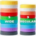 Bedgeta 18 Pack 9 Wide Mouth & 9 Regular Mouth Mason Jar Lids with Silicone Rings,Thickened Leak-proof Lids Fit Ball,Kerr and More, 18 Color Plastic Lids, 86mm &70mm Plastic Mason Jar Lids