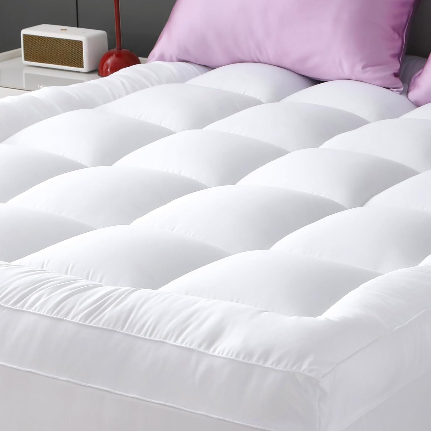 Mattress Pad Extra Thick, Cooling, And Breathable Full Size Mattress Topper 8-21" Deep Pocket Soft Down Alternative Fill