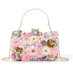 Women Clutches Flower Evening Handbag Chain Strap Shoulder Bag