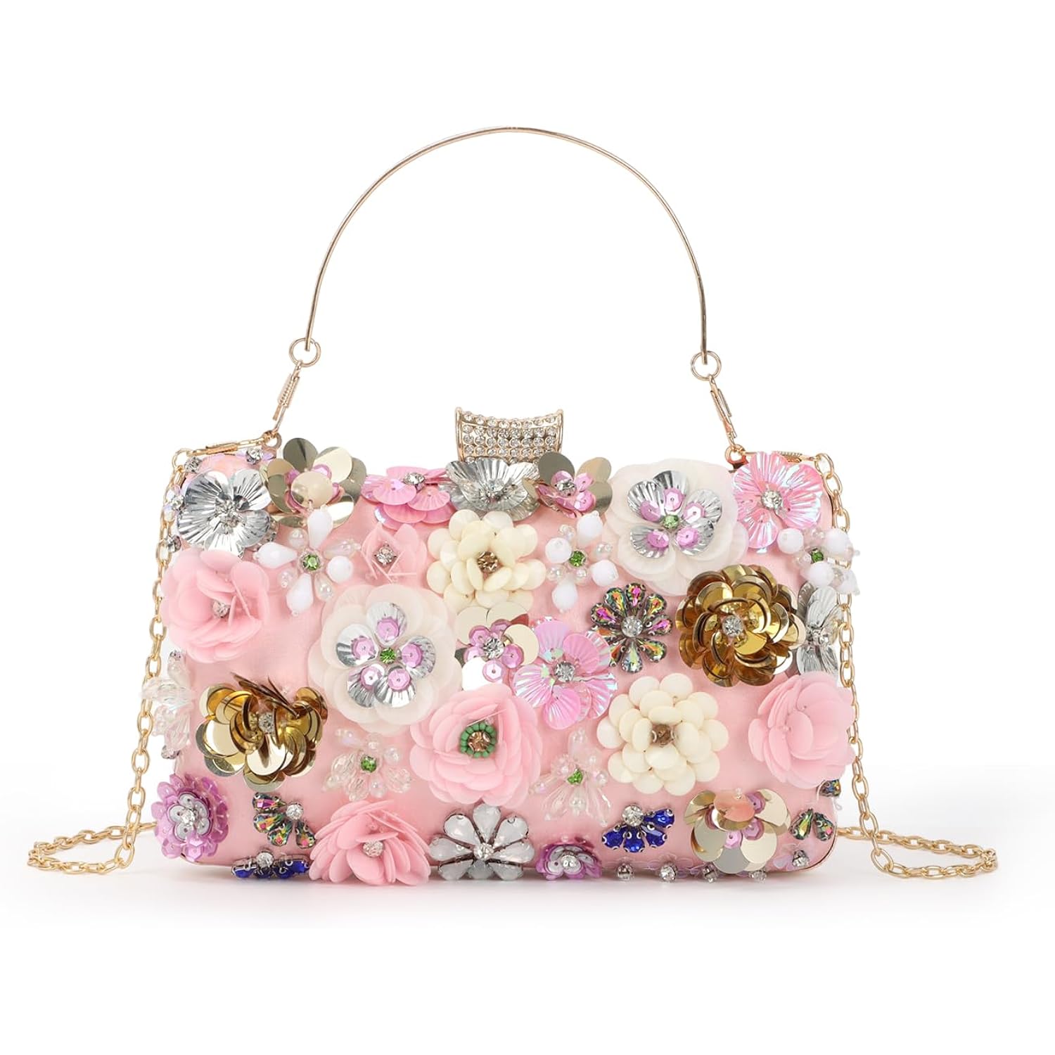 Women Clutches Flower Evening Handbag Chain Strap Shoulder Bag