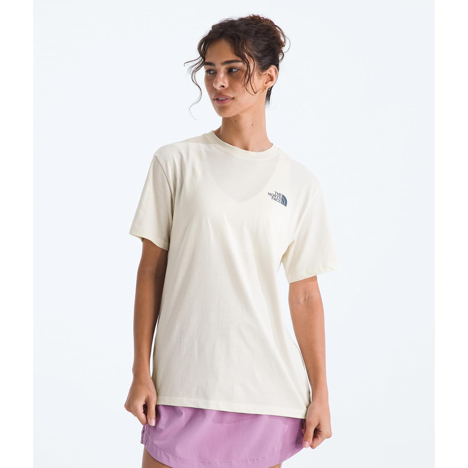 The North Face Women's Exploring Since '66 Relaxed Short Sleeve Tee - Casual Graphic T-Shirt, Regular Fit, Cotton Fabric White Dune
