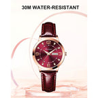 BESTKANG Leather Women Watches Ladies Dress Analog Quartz Date Classic Luminous Leather Strap 3ATM Waterproof Female Wrist Watch