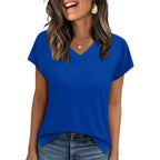 Wiholl Womens Tops Basic Summer V Neck T Shirts Short Sleeve Dressy Casual Loose Fit Cute Tee Clothes Trendy Fashion Outfits